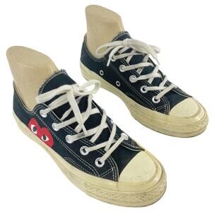 Comme des Garçons Play Converse Black Canvas Heart Sneaker Shoes Women's Size 6